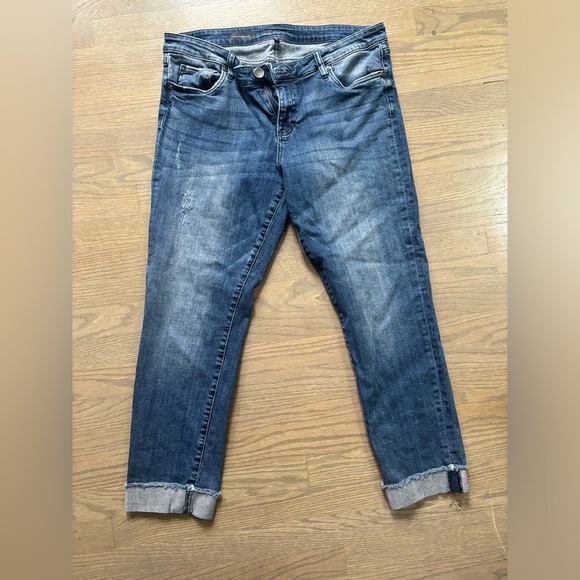 KUT From The Kloth Women’s Ankle Straight Leg Blue Distressed Jeans. Size 14 - Picture 6 of 6